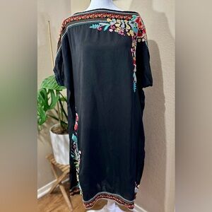 XL Johnny Was black dress with embroidery.